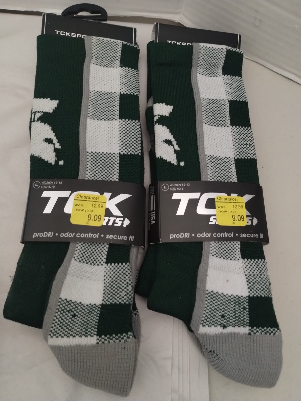 NWT 2 Pack TCK Sports Michigan State Perimeter Crew Socks